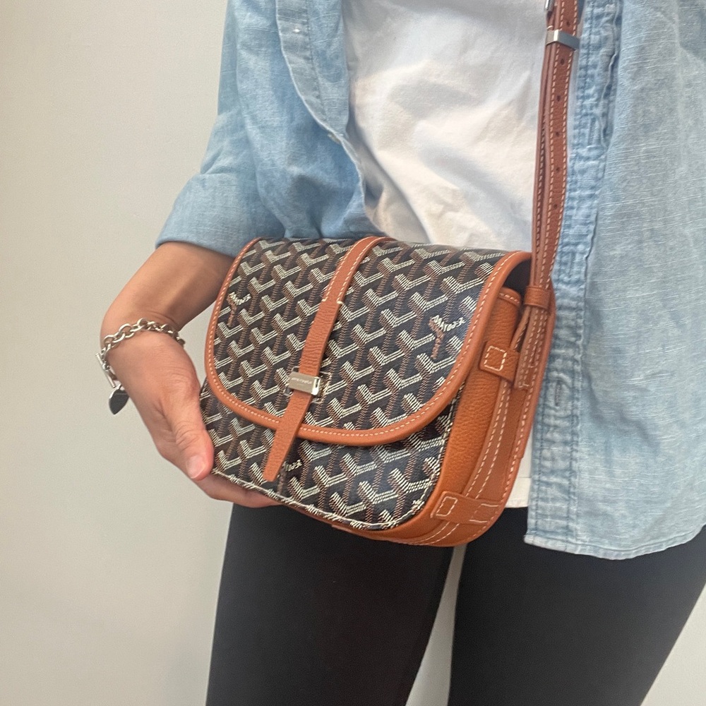 Good condition Goyard Goyardine Belvedere II PM messenger bag.